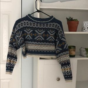 Cropped patterned sweater